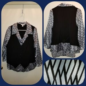 Dressbarn Light Blue Dress Shirt w/Vest attached